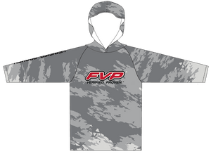 2024 FVP Camo Unisex 170 GSM Sunproof SPF 50+ Fishing Long Sleeve T Shirt with Hoodie